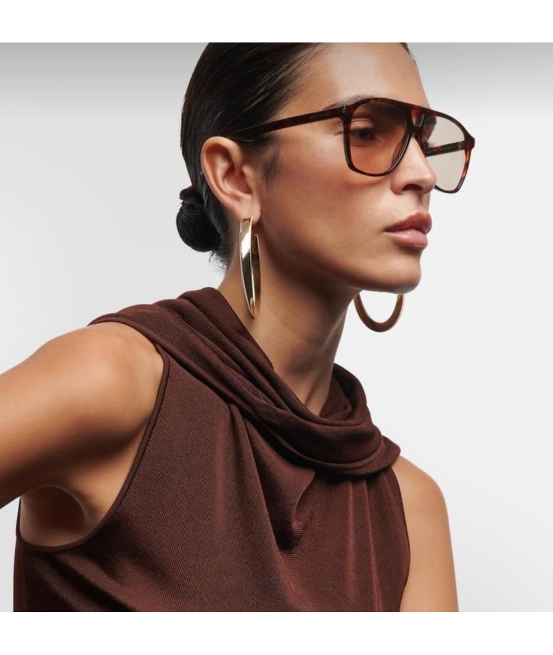 SAINT LAURENT Коричневые солнцезащитные очки, фото 3