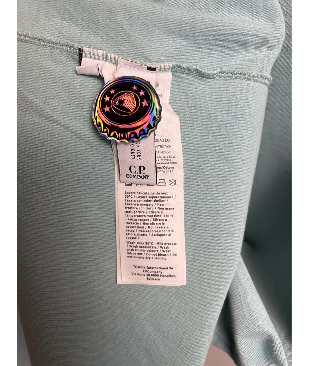 CP COMPANY Голубая хлопковая футболка, фото 5