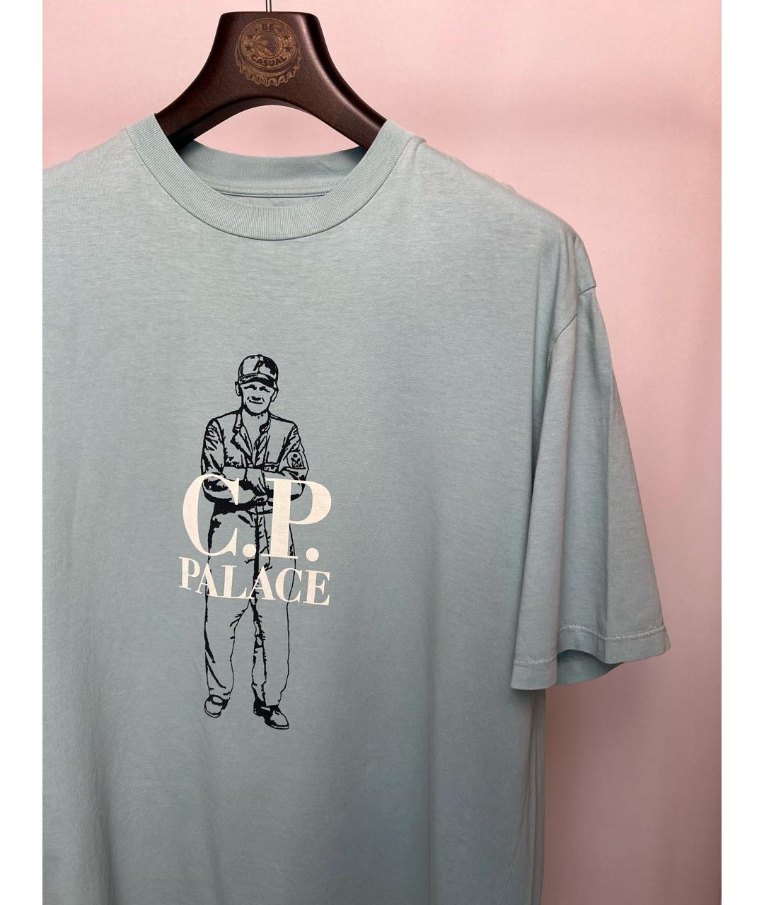 CP COMPANY Голубая хлопковая футболка, фото 2