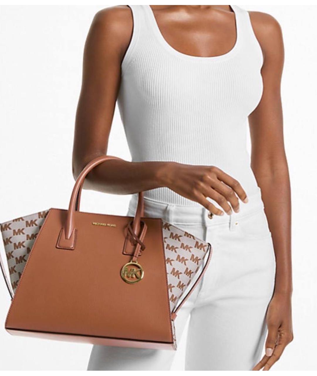 MICHAEL KORS Коричневая кожаная сумка тоут, фото 4
