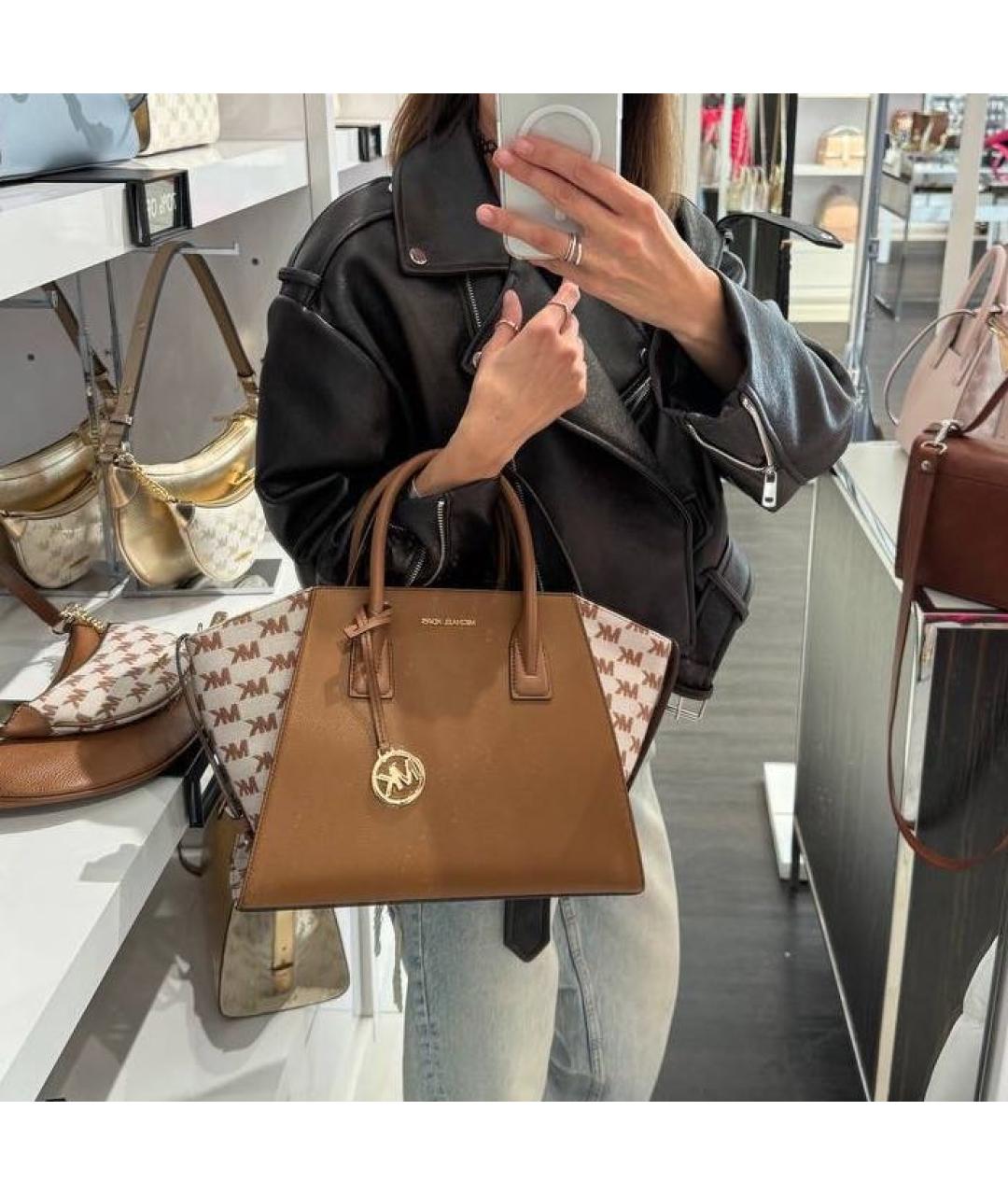 MICHAEL KORS Коричневая кожаная сумка тоут, фото 5