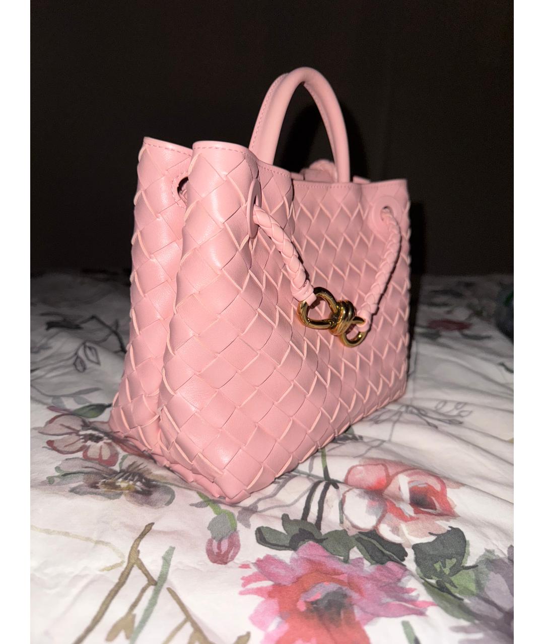 BOTTEGA VENETA Розовая кожаная сумка с короткими ручками, фото 2