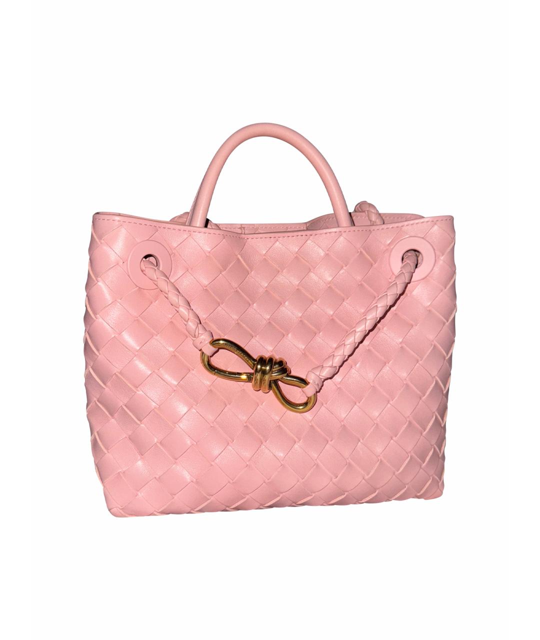 BOTTEGA VENETA Розовая кожаная сумка с короткими ручками, фото 1