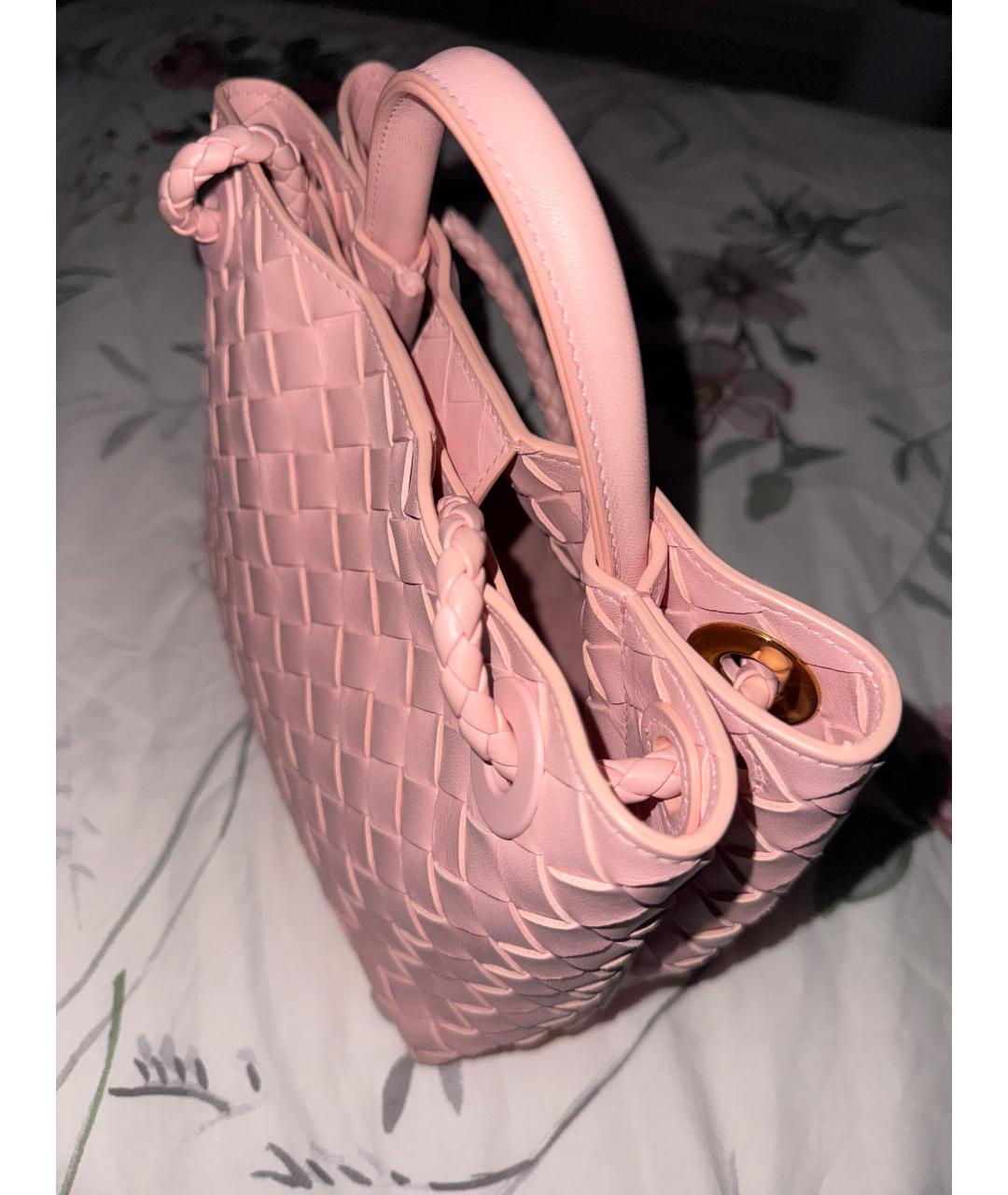 BOTTEGA VENETA Розовая кожаная сумка с короткими ручками, фото 4