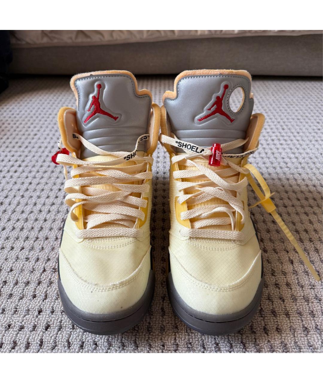 NIKE X OFF-WHITE Желтые текстильные высокие кроссовки / кеды, фото 2