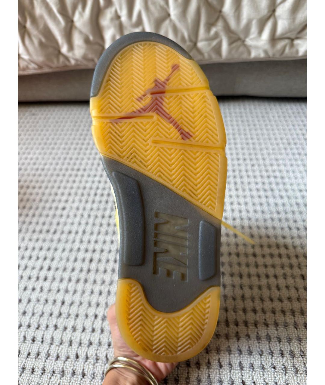 NIKE X OFF-WHITE Желтые текстильные высокие кроссовки / кеды, фото 6