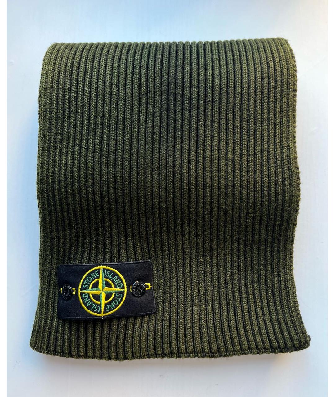 STONE ISLAND Хаки шерстяной шарф, фото 3