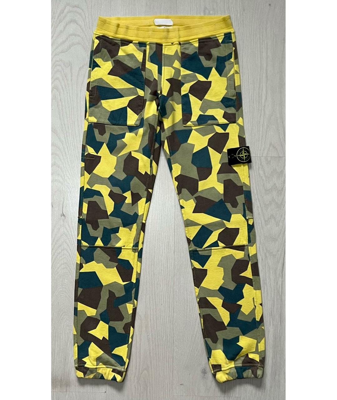 STONE ISLAND Желтые хлопковые спортивные брюки и шорты, фото 7