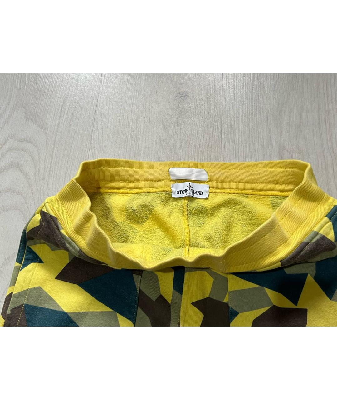STONE ISLAND Желтые хлопковые спортивные брюки и шорты, фото 4