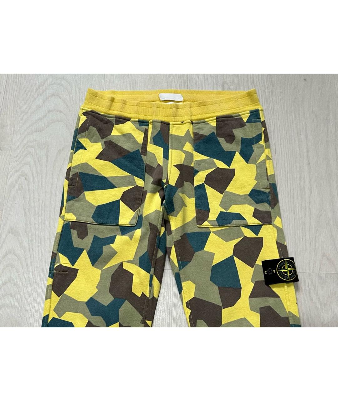 STONE ISLAND Желтые хлопковые спортивные брюки и шорты, фото 5