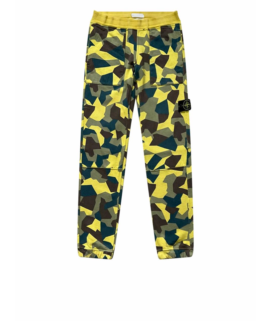 STONE ISLAND Желтые хлопковые спортивные брюки и шорты, фото 1