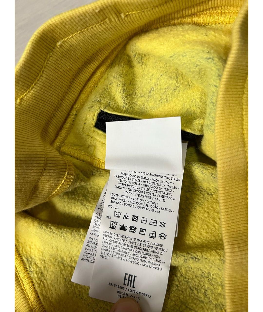 STONE ISLAND Желтые хлопковые спортивные брюки и шорты, фото 6