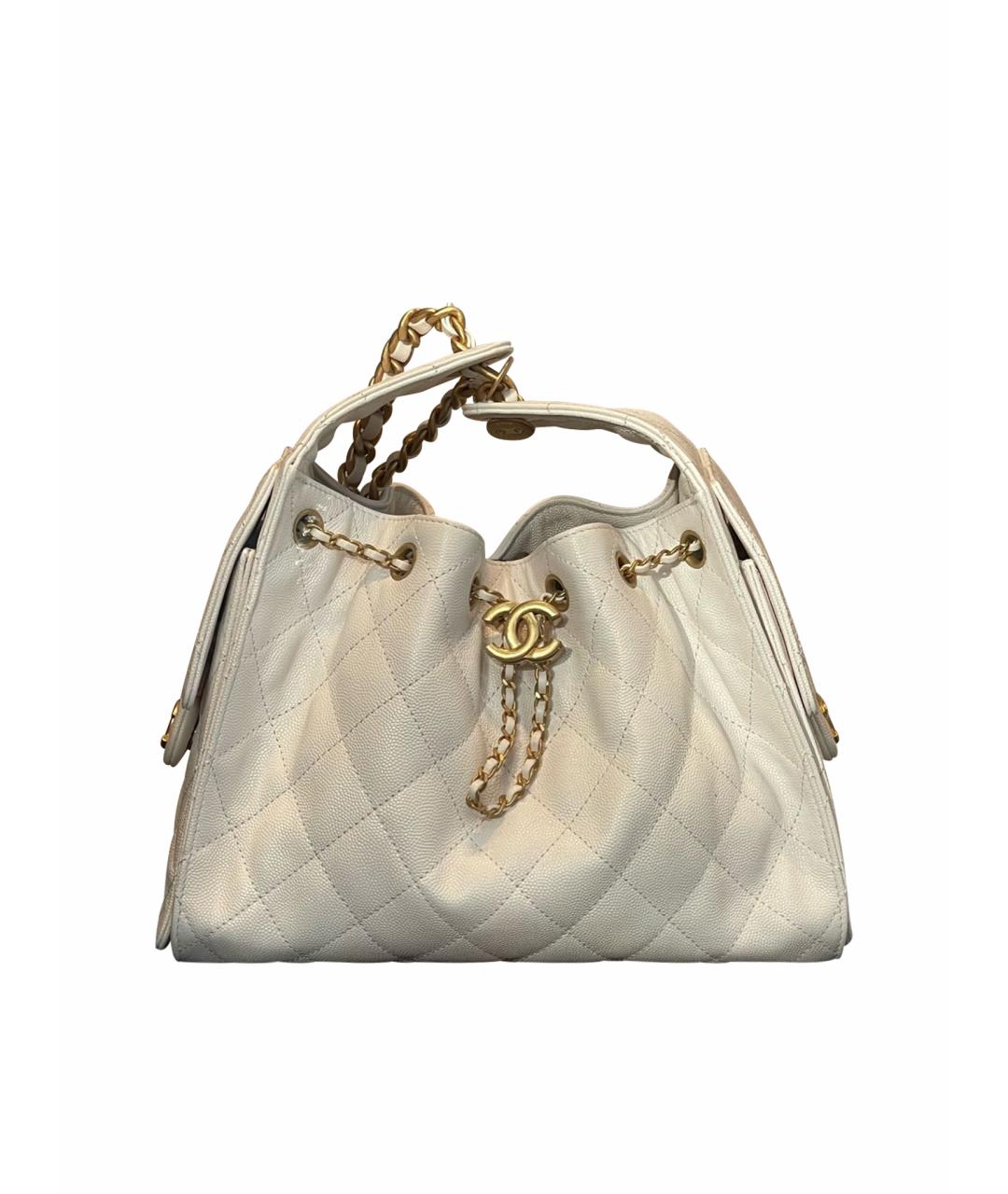 CHANEL Белая кожаная сумка тоут, фото 1