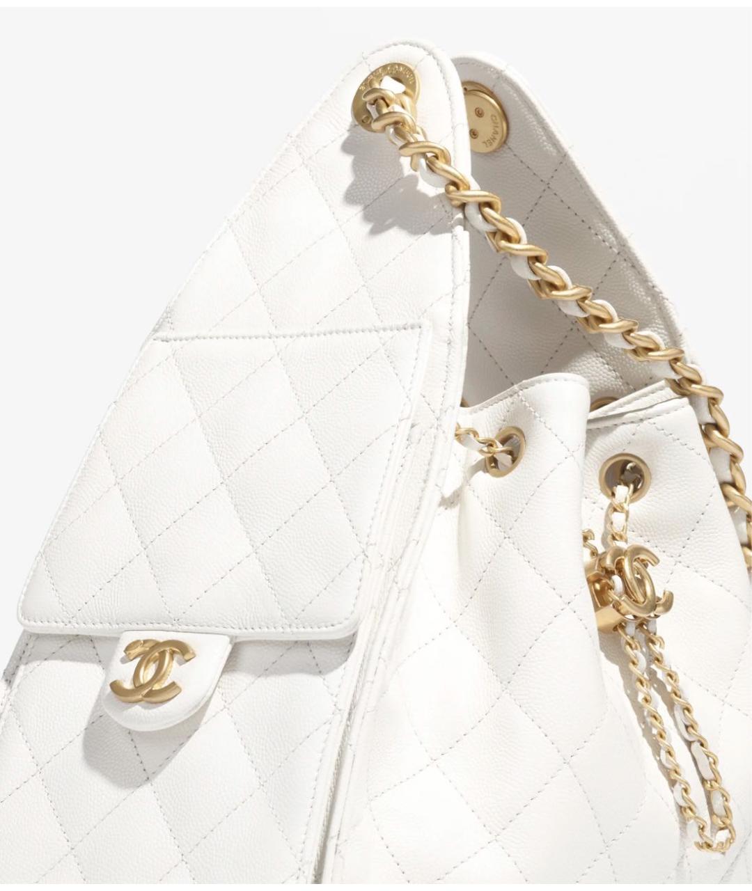 CHANEL Белая кожаная сумка тоут, фото 5