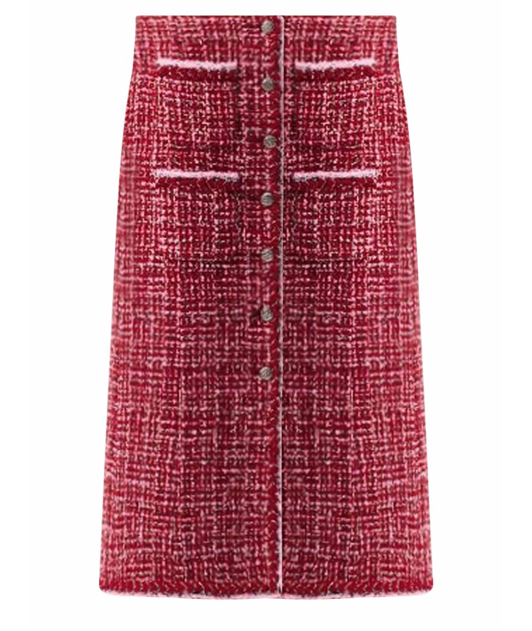 CHANEL Красная твидовая юбка макси, фото 1