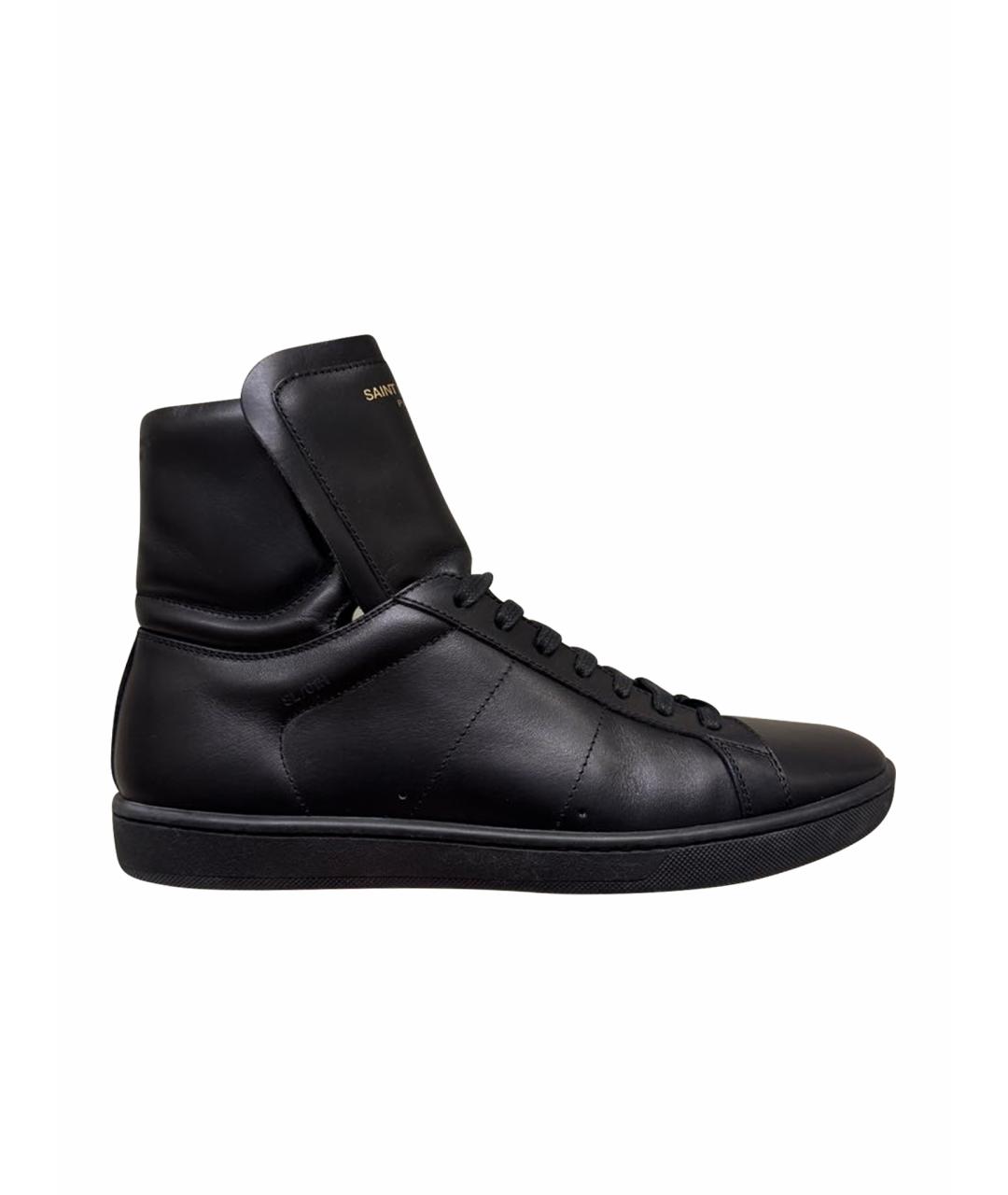 SAINT LAURENT Черные кожаные высокие кроссовки / кеды, фото 1