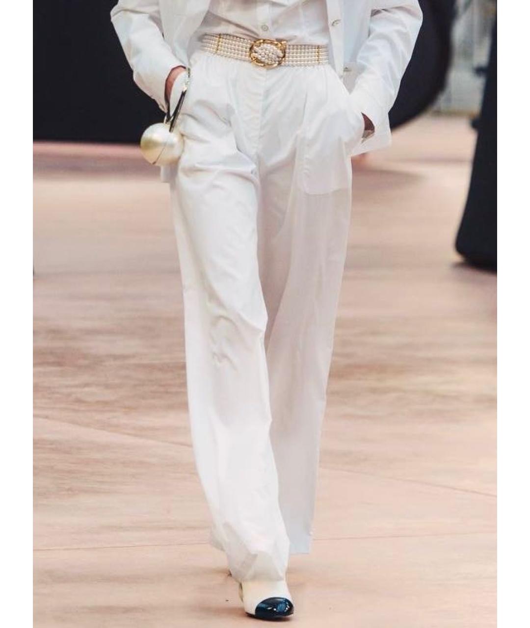 CHANEL Белые хлопковые брюки широкие, фото 3