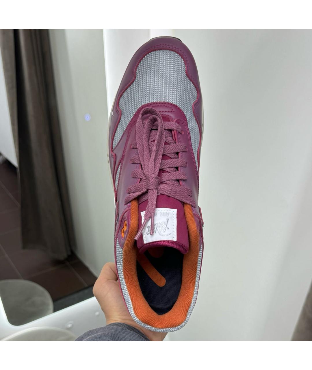 NIKE Бордовые кожаные низкие кроссовки / кеды, фото 3
