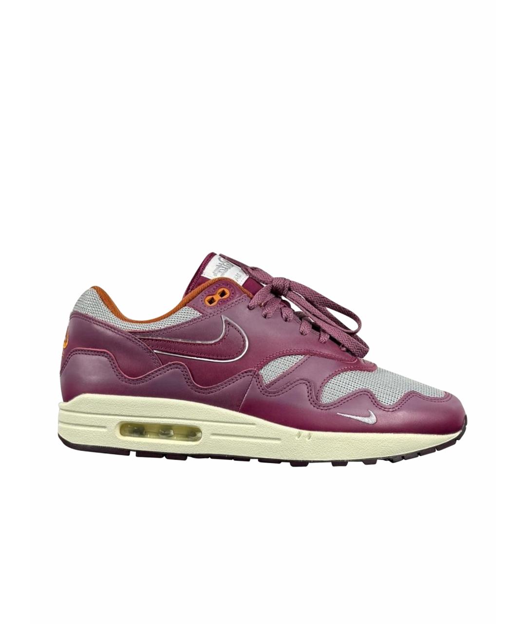 NIKE Бордовые кожаные низкие кроссовки / кеды, фото 1