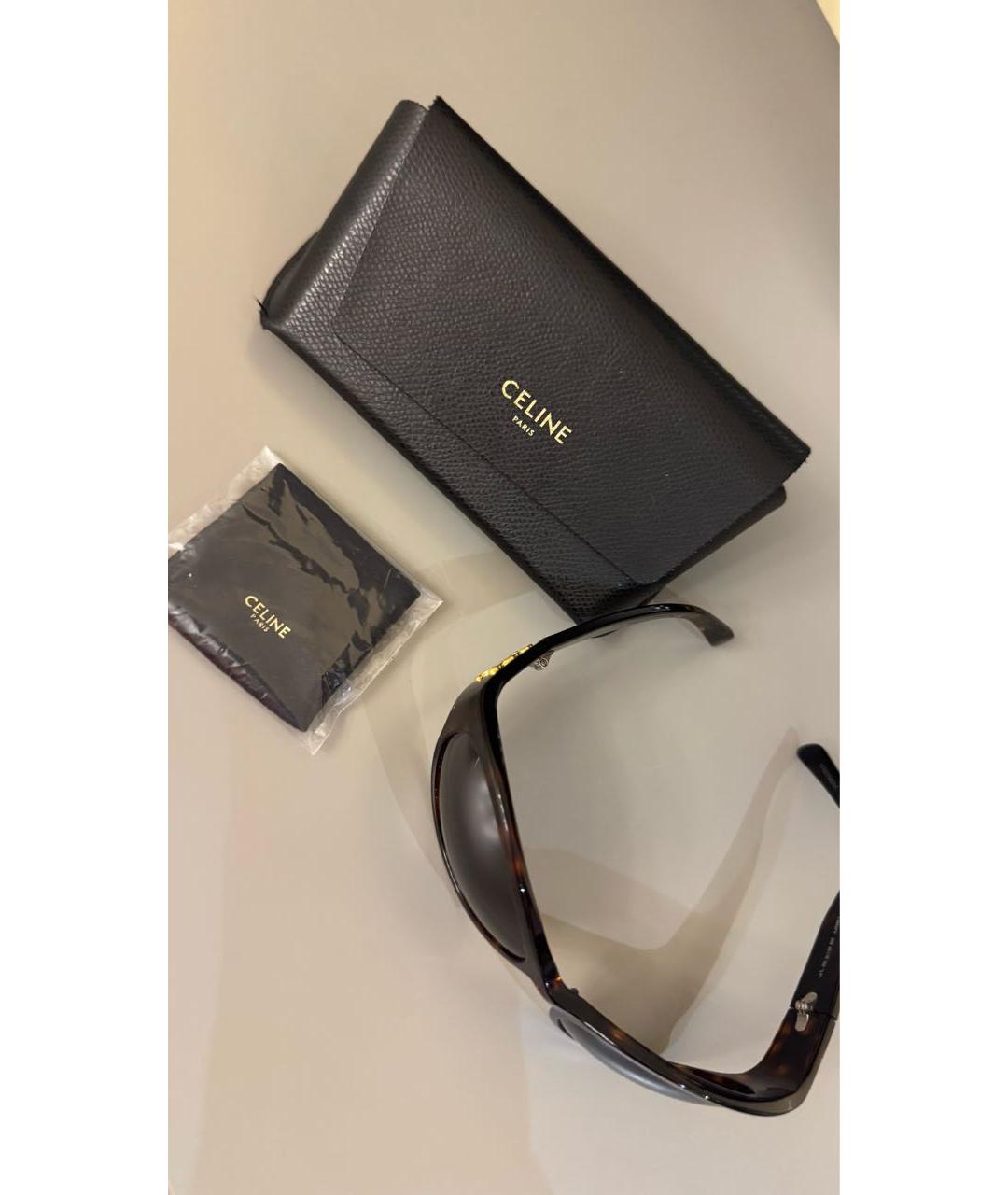 CELINE Коричневые пластиковые солнцезащитные очки, фото 4