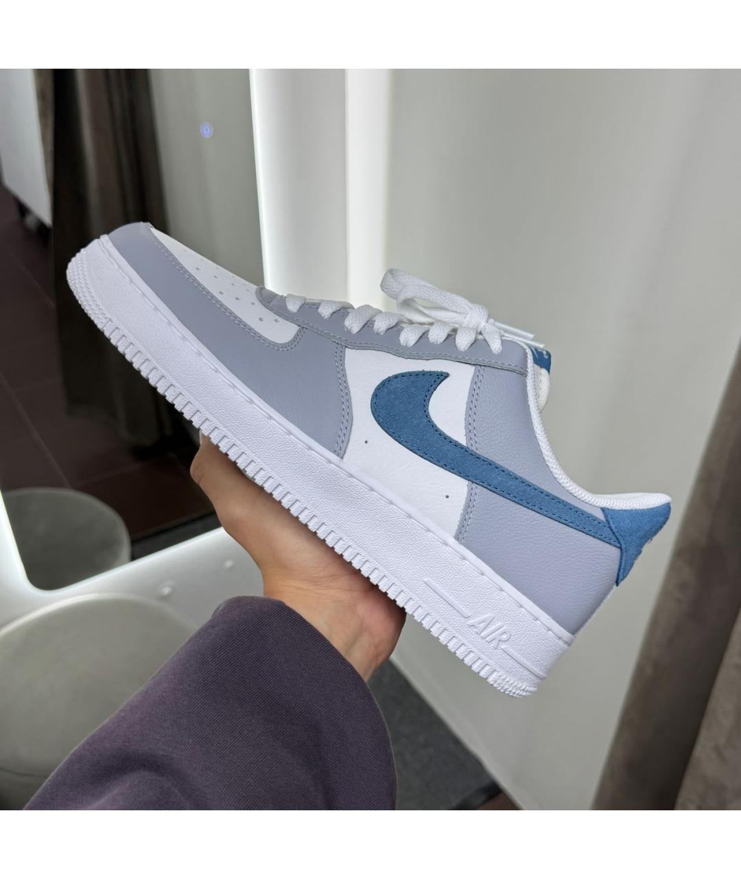 NIKE Серые кожаные низкие кроссовки / кеды, фото 2