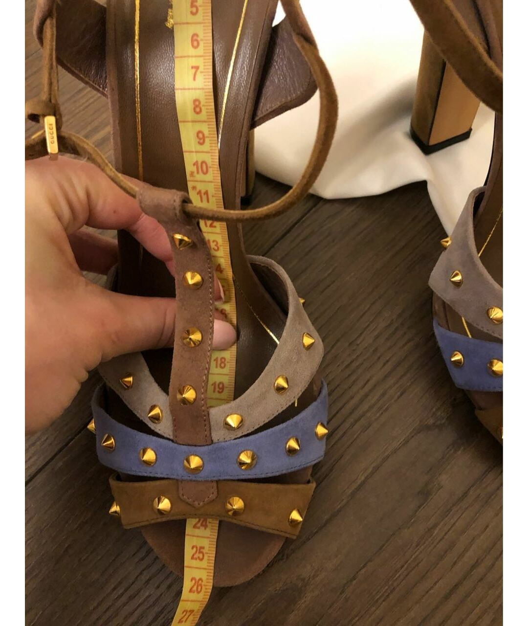 GUCCI Коричневые замшевые босоножки, фото 6