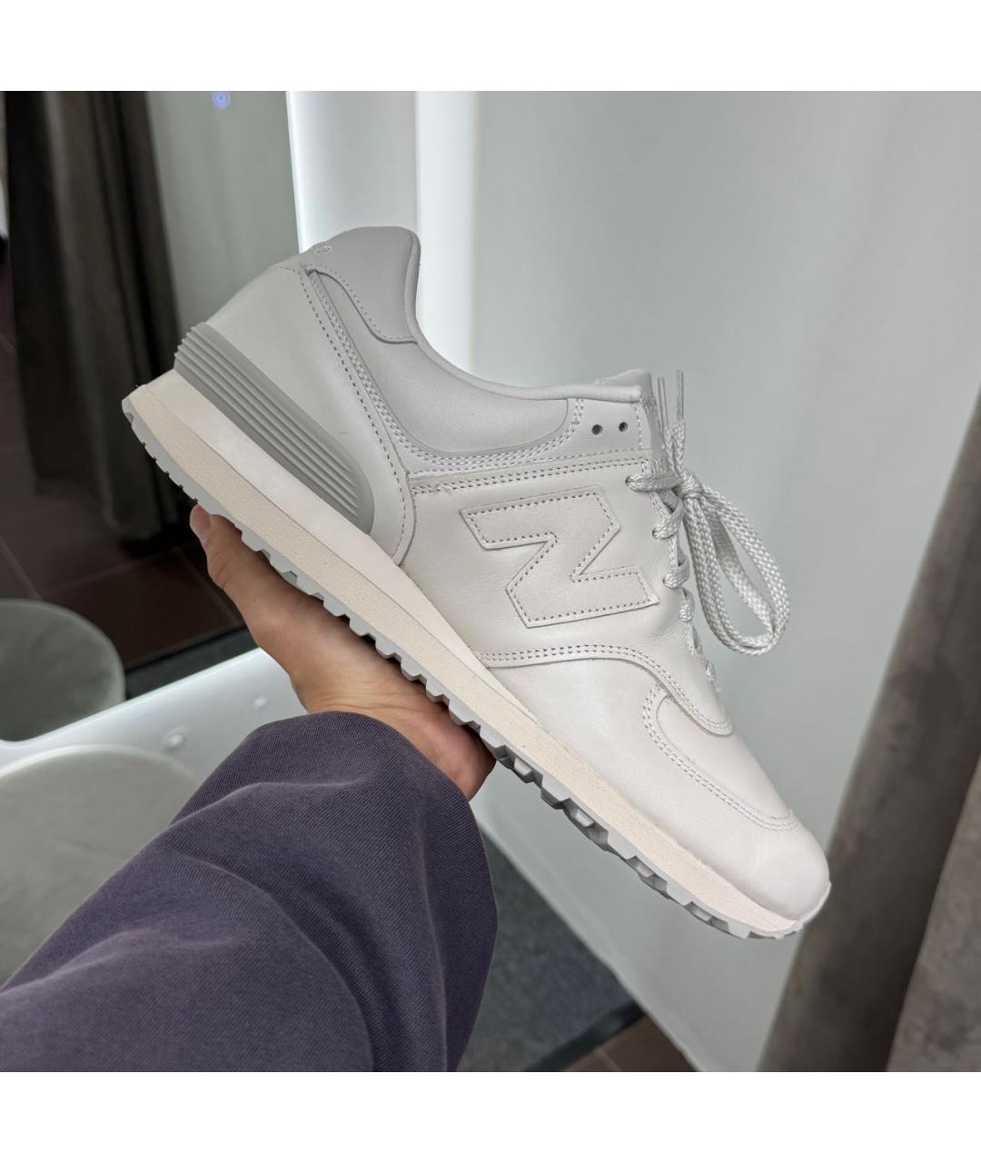 NEW BALANCE Белые кожаные низкие кроссовки / кеды, фото 3