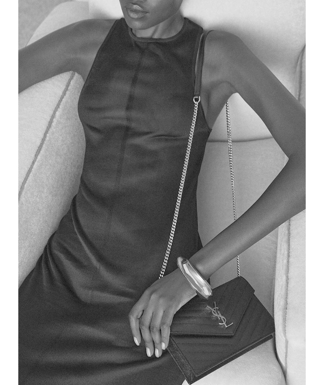 SAINT LAURENT Черная кожаная сумка тоут, фото 3