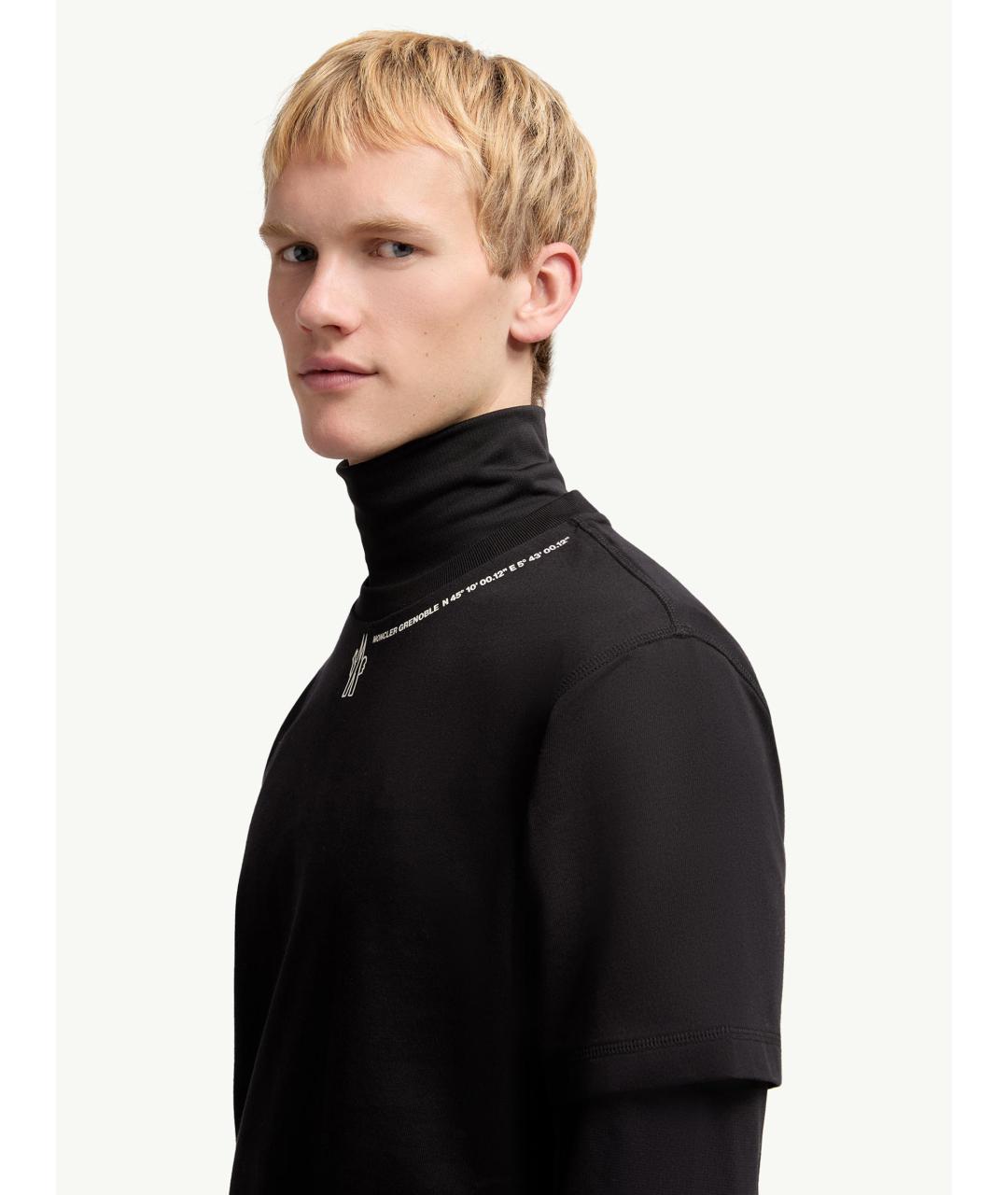 MONCLER Черная хлопковая футболка, фото 2