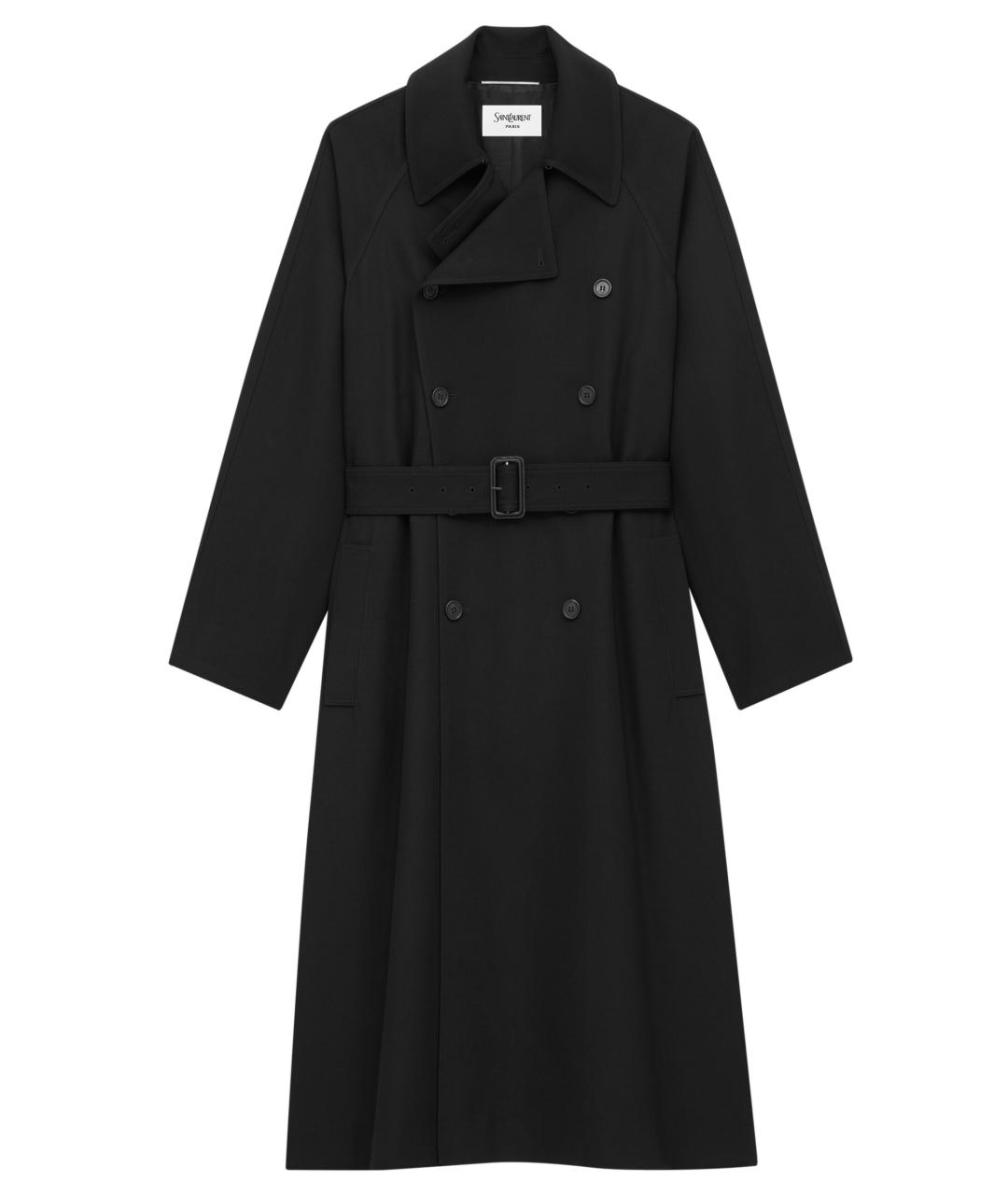 SAINT LAURENT Черное шерстяное пальто, фото 2