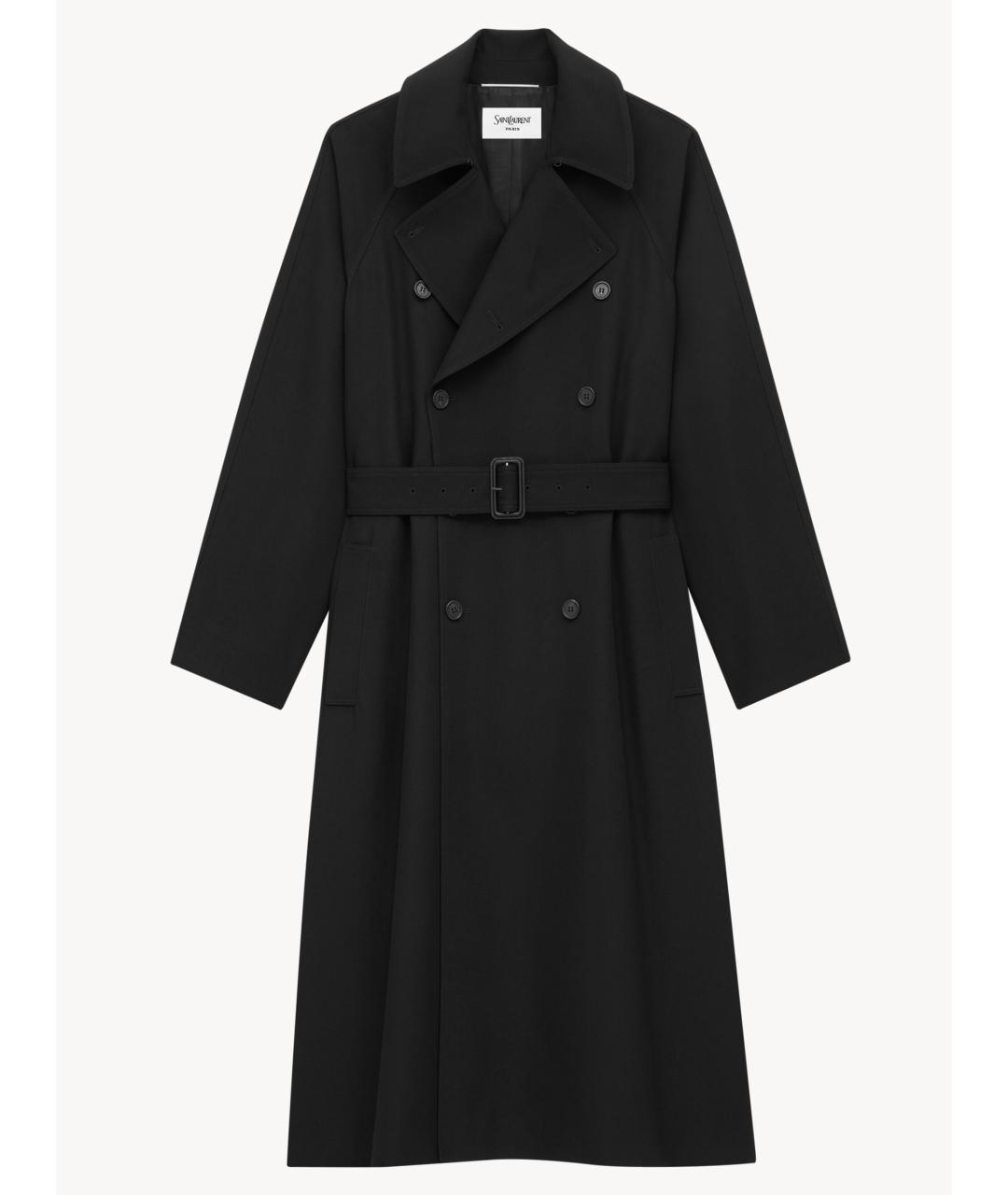 SAINT LAURENT Черное шерстяное пальто, фото 3