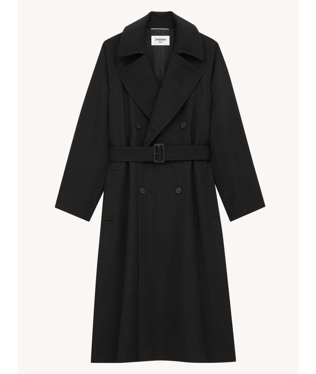 SAINT LAURENT Черное шерстяное пальто, фото 4