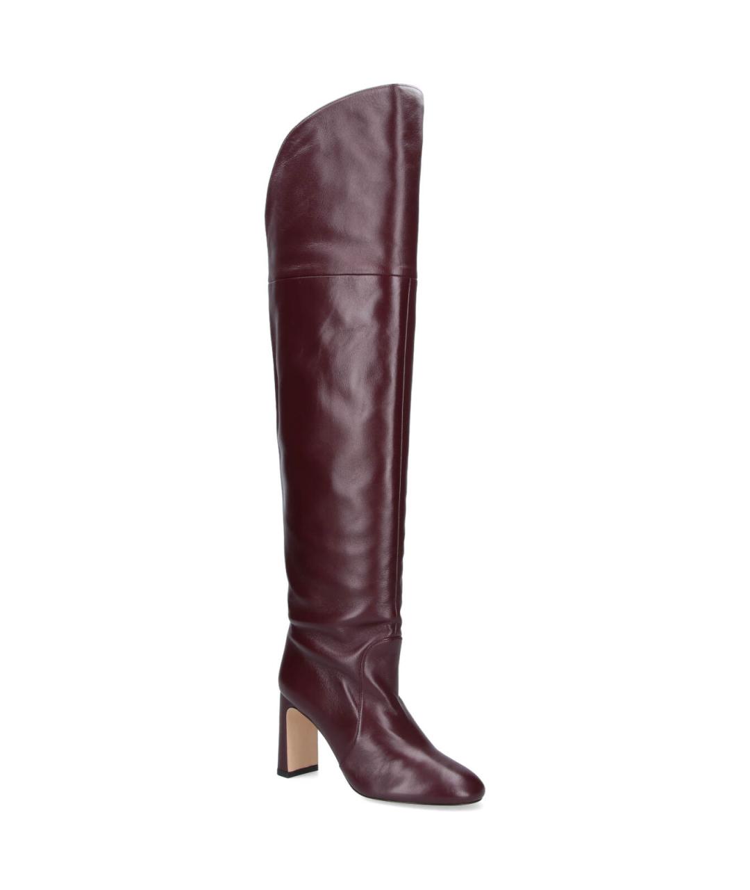 STUART WEITZMAN Бордовые кожаные ботфорты, фото 2