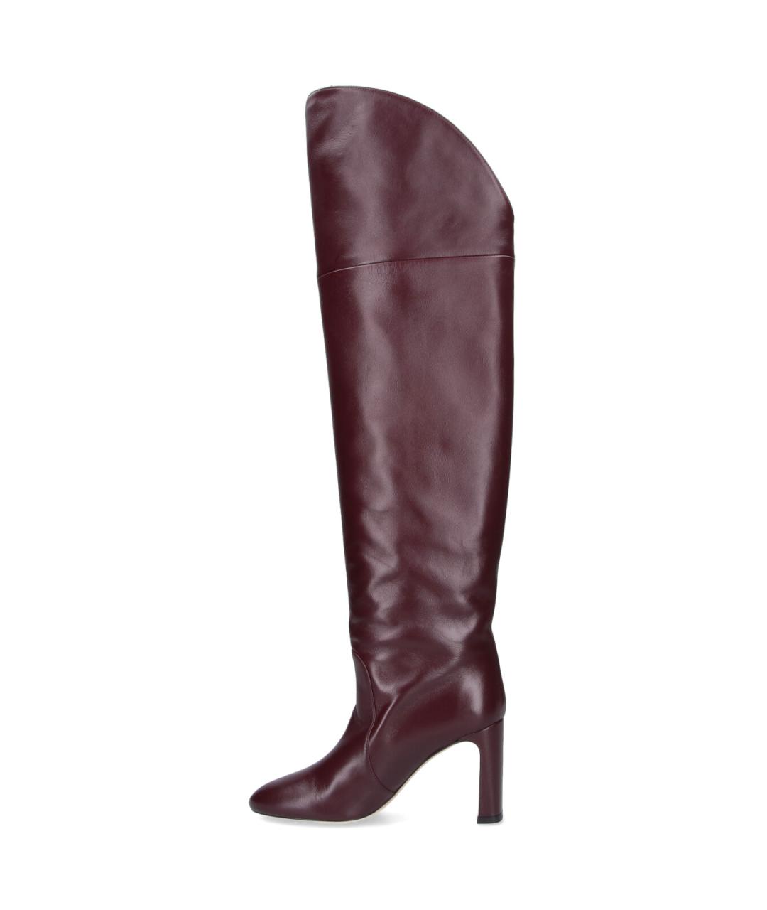 STUART WEITZMAN Бордовые кожаные ботфорты, фото 3