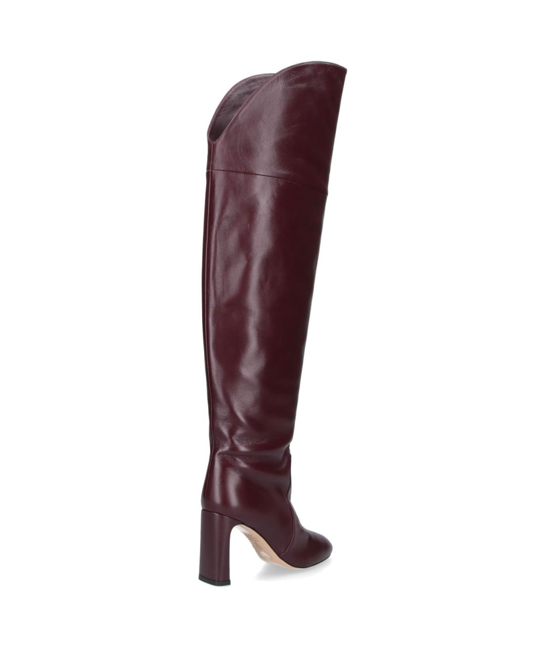STUART WEITZMAN Бордовые кожаные ботфорты, фото 4
