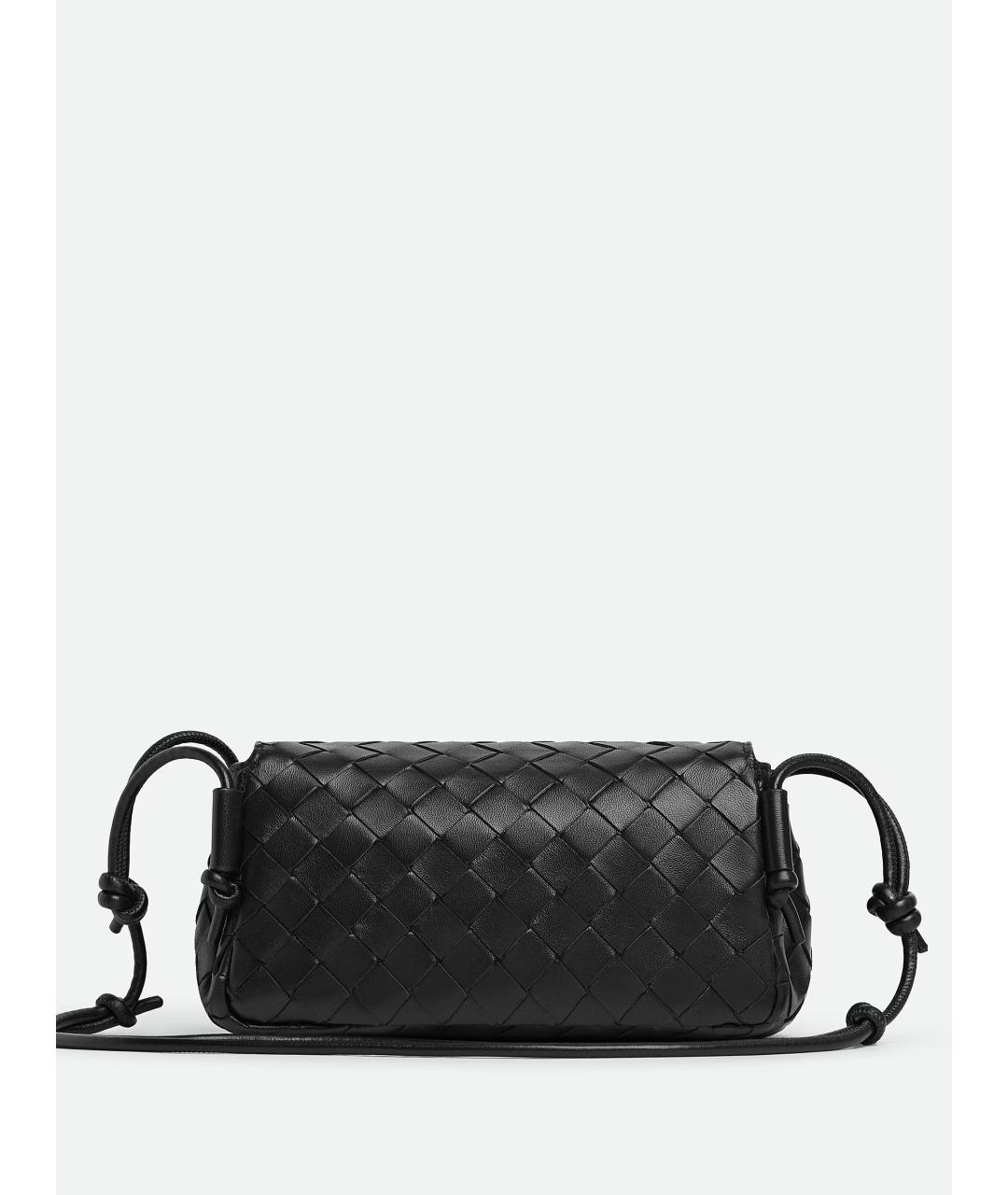 BOTTEGA VENETA Черная кожаная сумка через плечо, фото 4