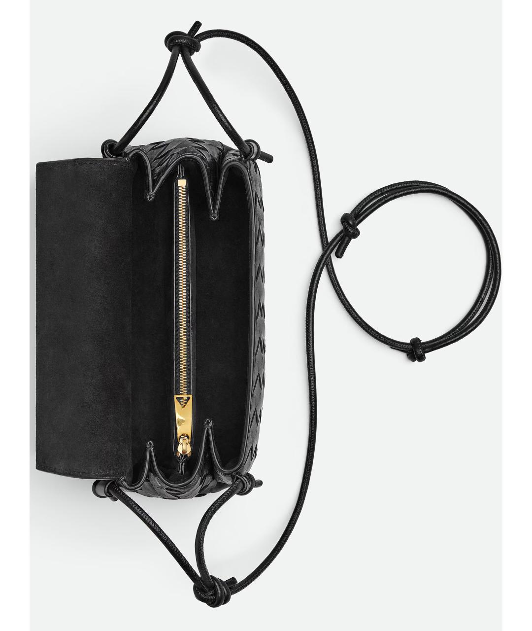 BOTTEGA VENETA Черная кожаная сумка через плечо, фото 3