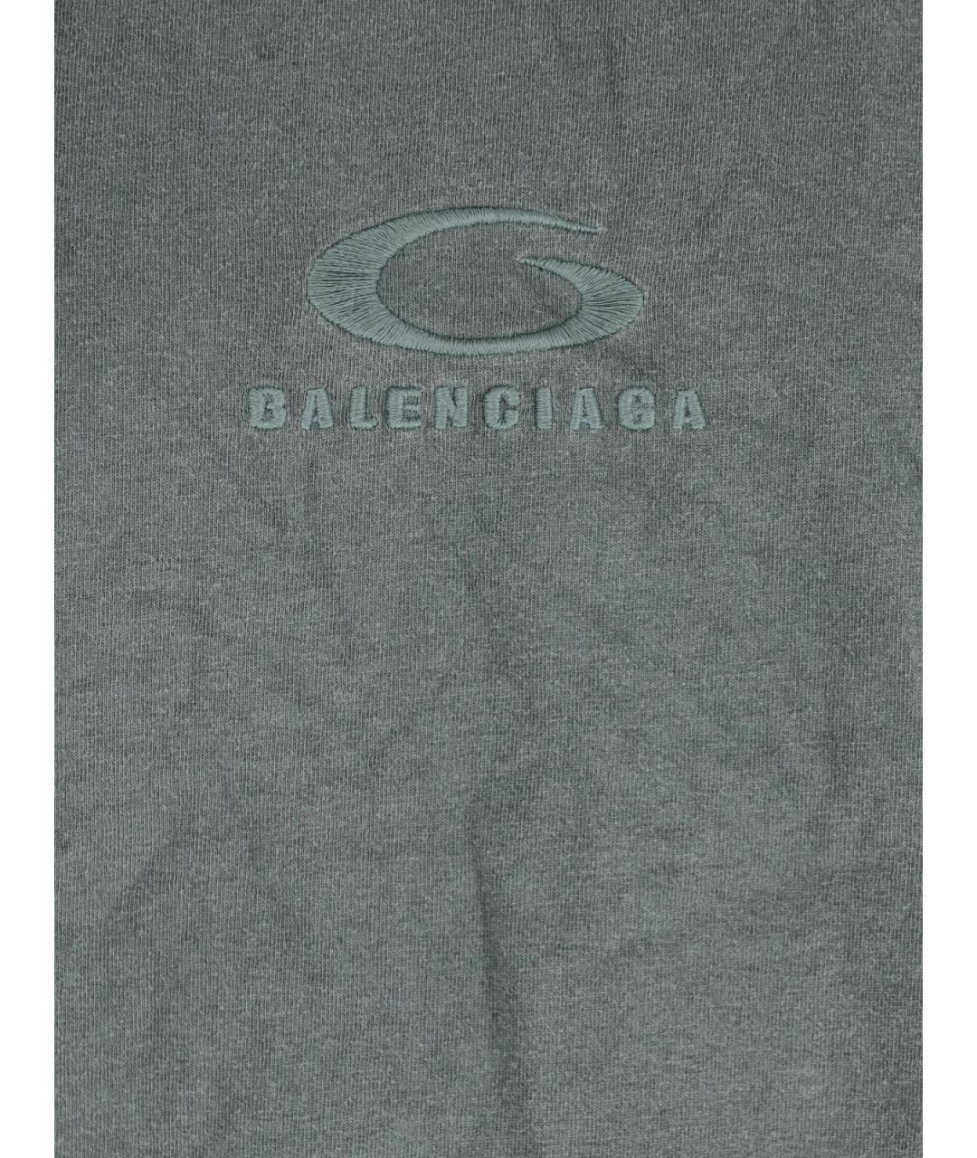 BALENCIAGA Серая хлопковая футболка, фото 3