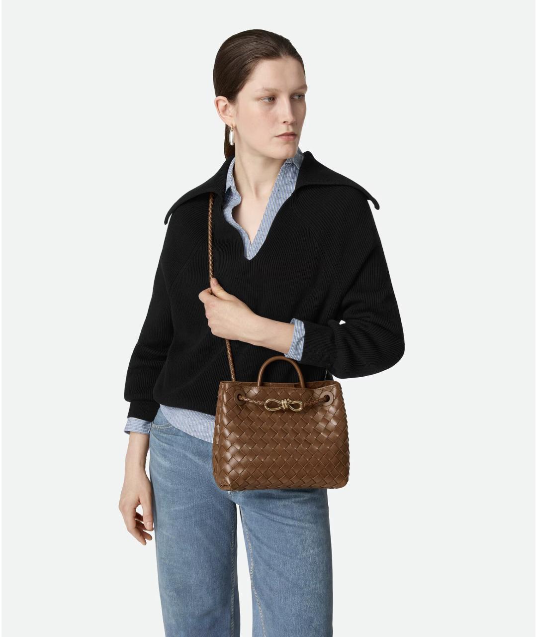 BOTTEGA VENETA Коричневая кожаная сумка тоут, фото 2