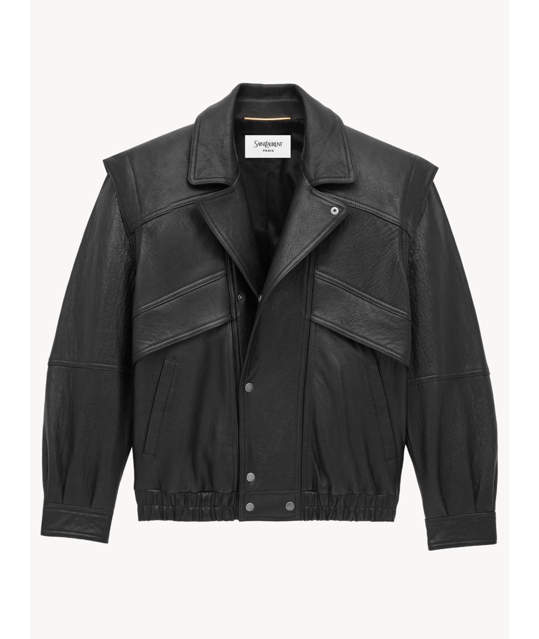 SAINT LAURENT Черная кожаная куртка, фото 2