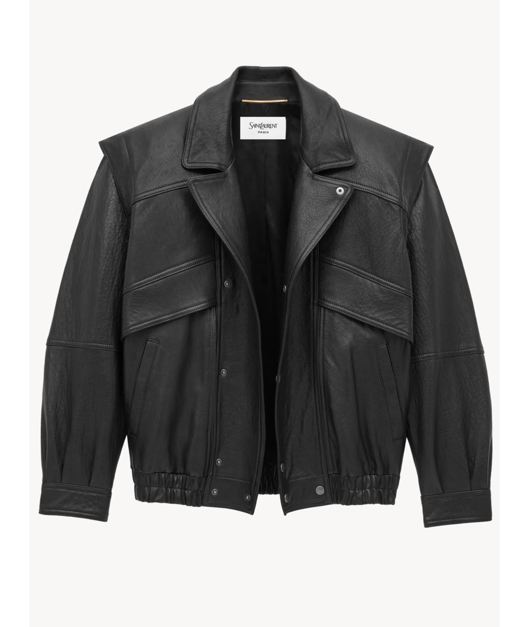 SAINT LAURENT Черная кожаная куртка, фото 3