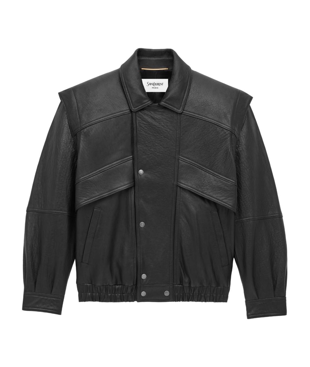 SAINT LAURENT Черная кожаная куртка, фото 1
