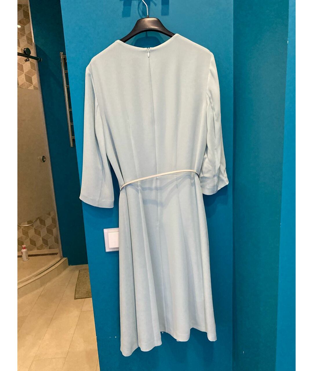 HUGO BOSS Голубое полиэстеровое коктейльное платье, фото 2
