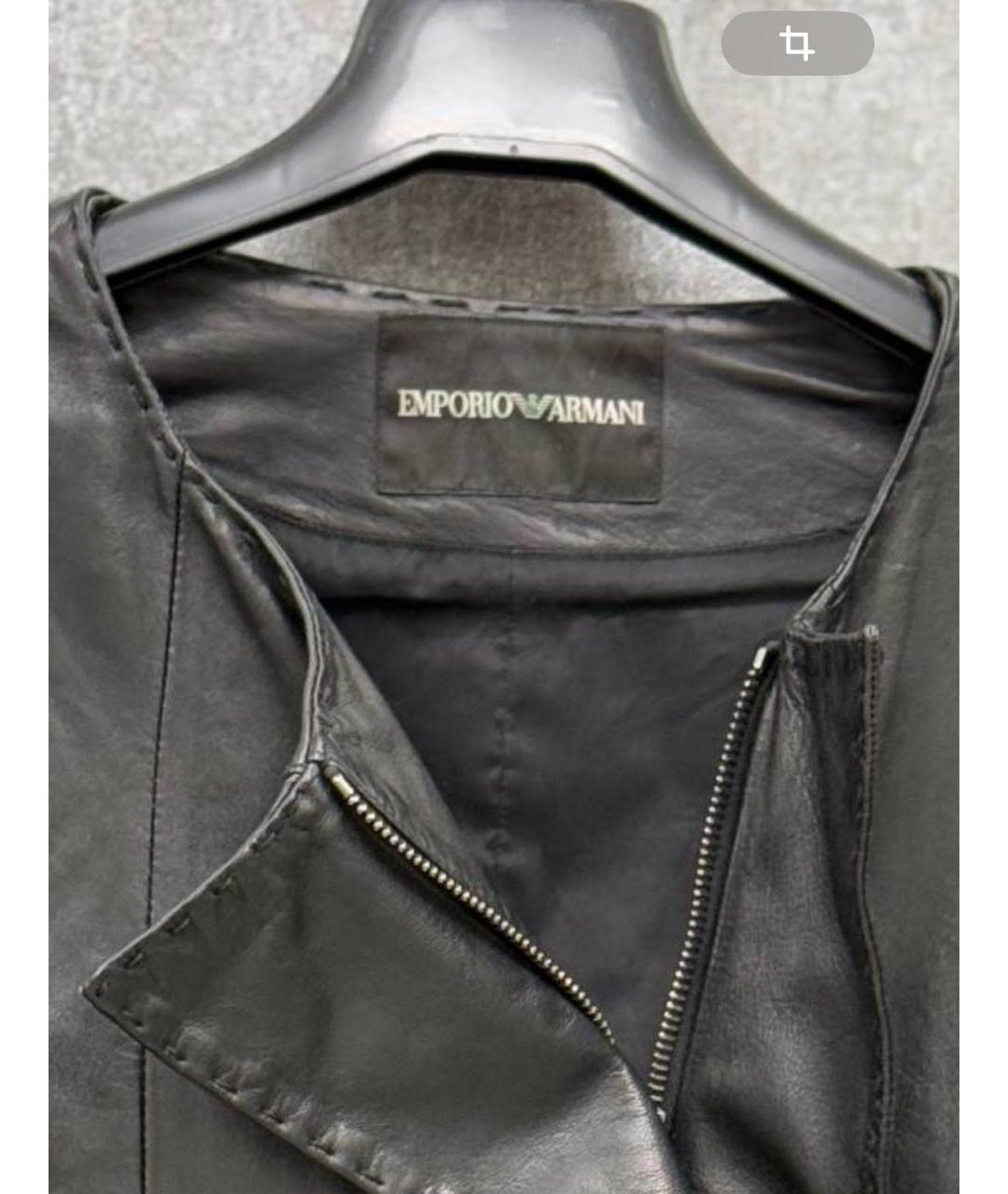EMPORIO ARMANI Черная кожаная куртка, фото 3