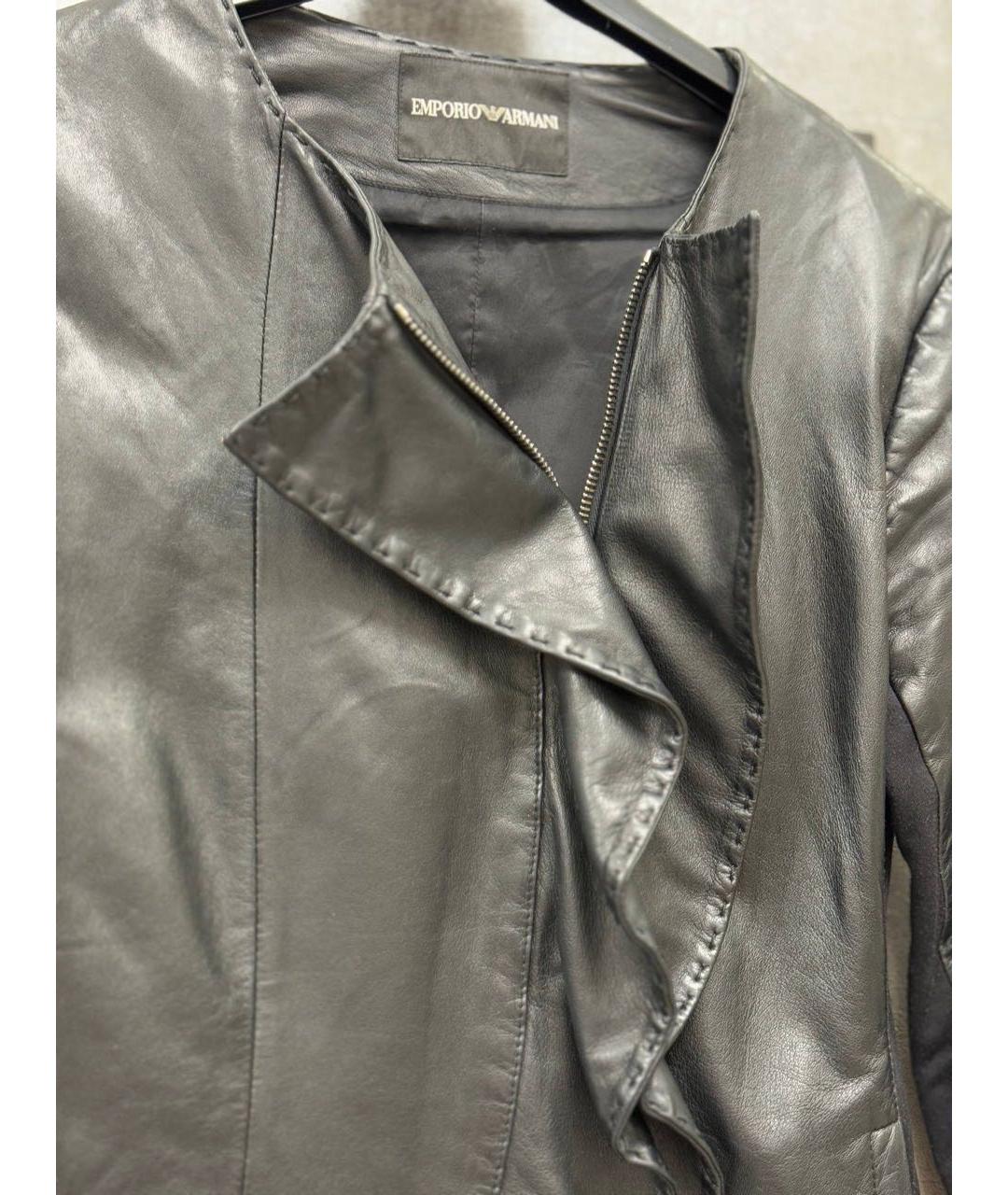 EMPORIO ARMANI Черная кожаная куртка, фото 4