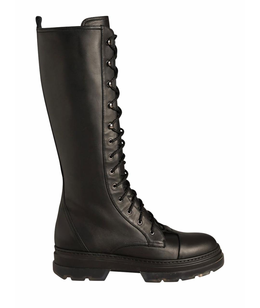 MAX MARA Черные кожаные сапоги, фото 1