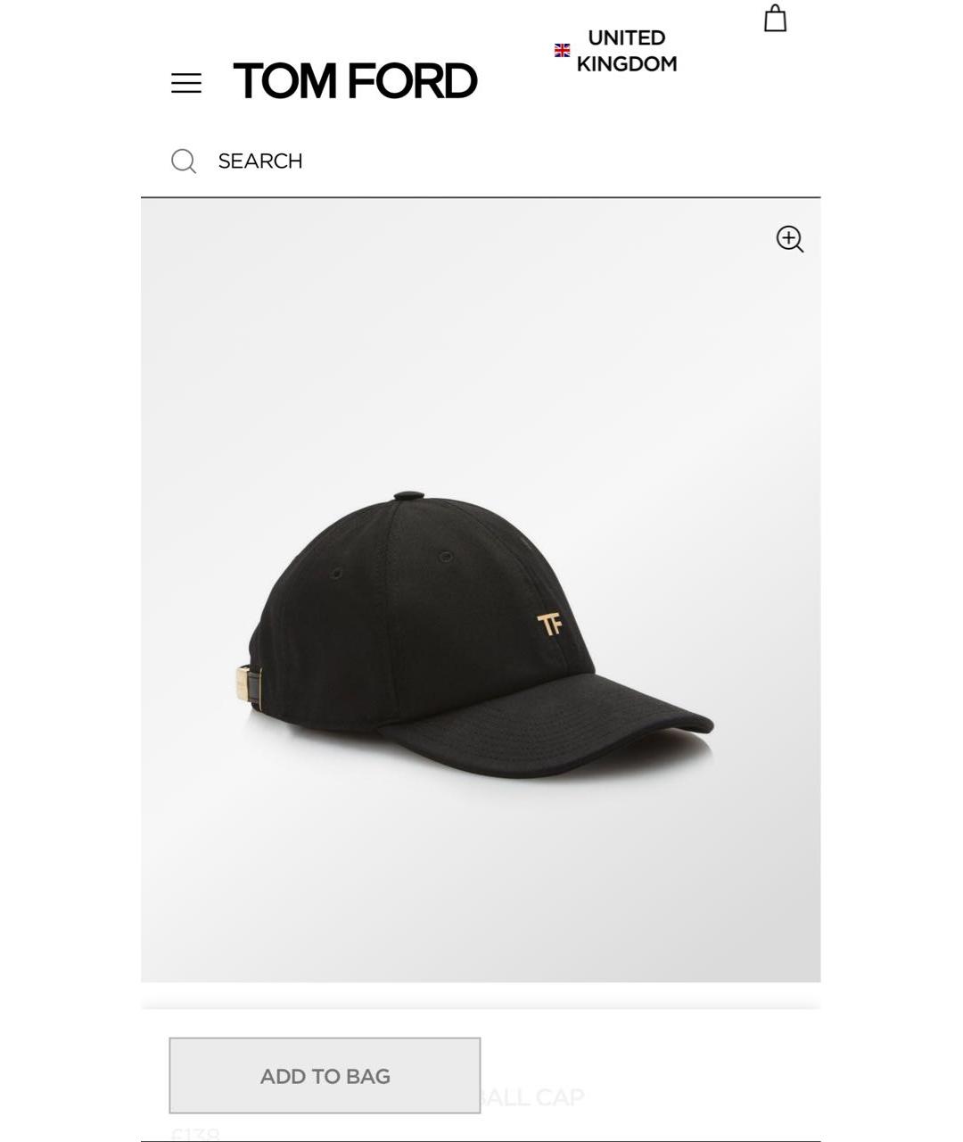 TOM FORD Черная хлопковая кепка, фото 2