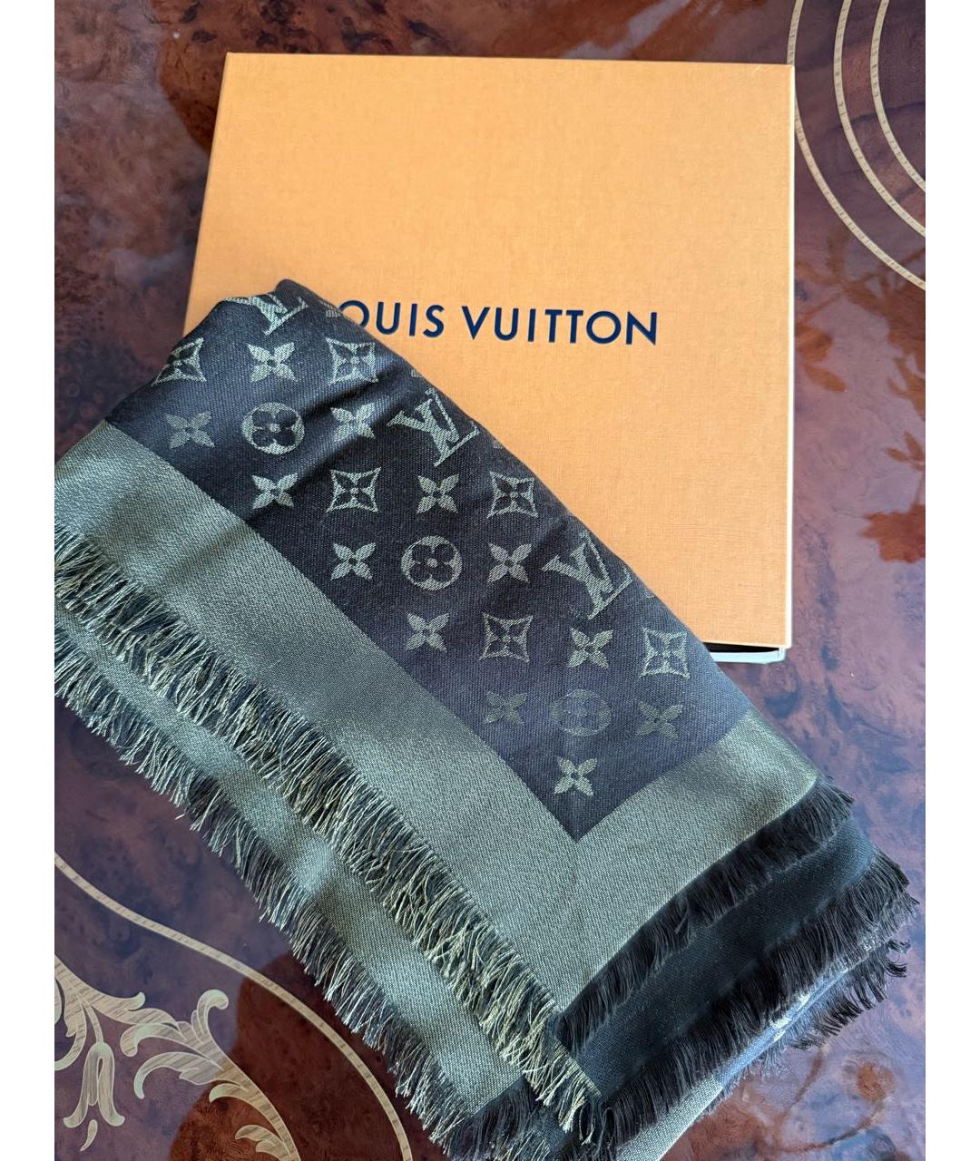 LOUIS VUITTON Коричневый шелковый платок, фото 4