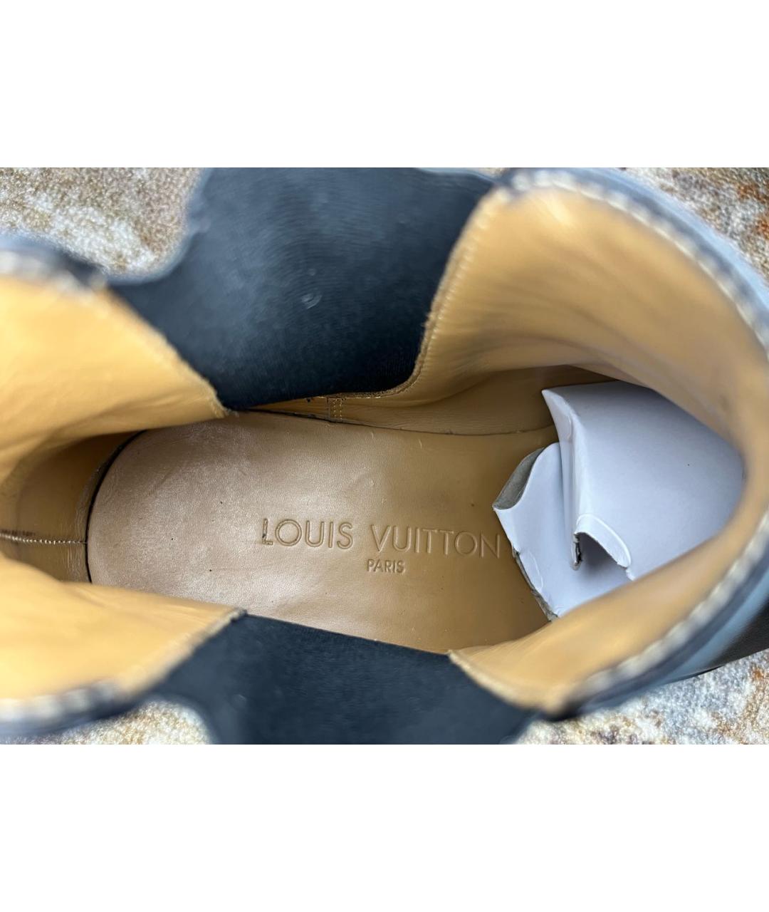 LOUIS VUITTON Черные кожаные высокие ботинки, фото 7