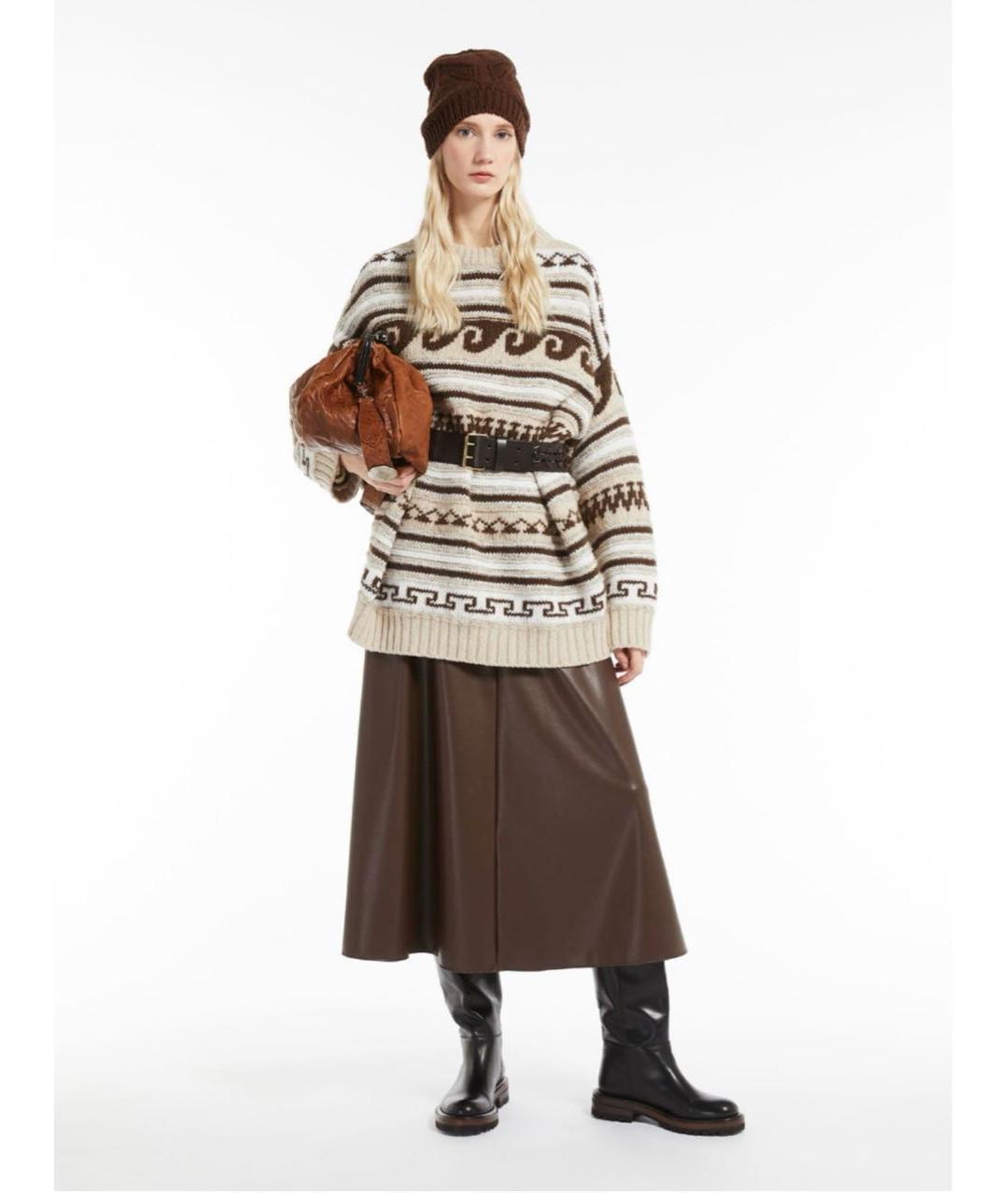 WEEKEND MAX MARA Бежевый шерстяной джемпер / свитер, фото 8
